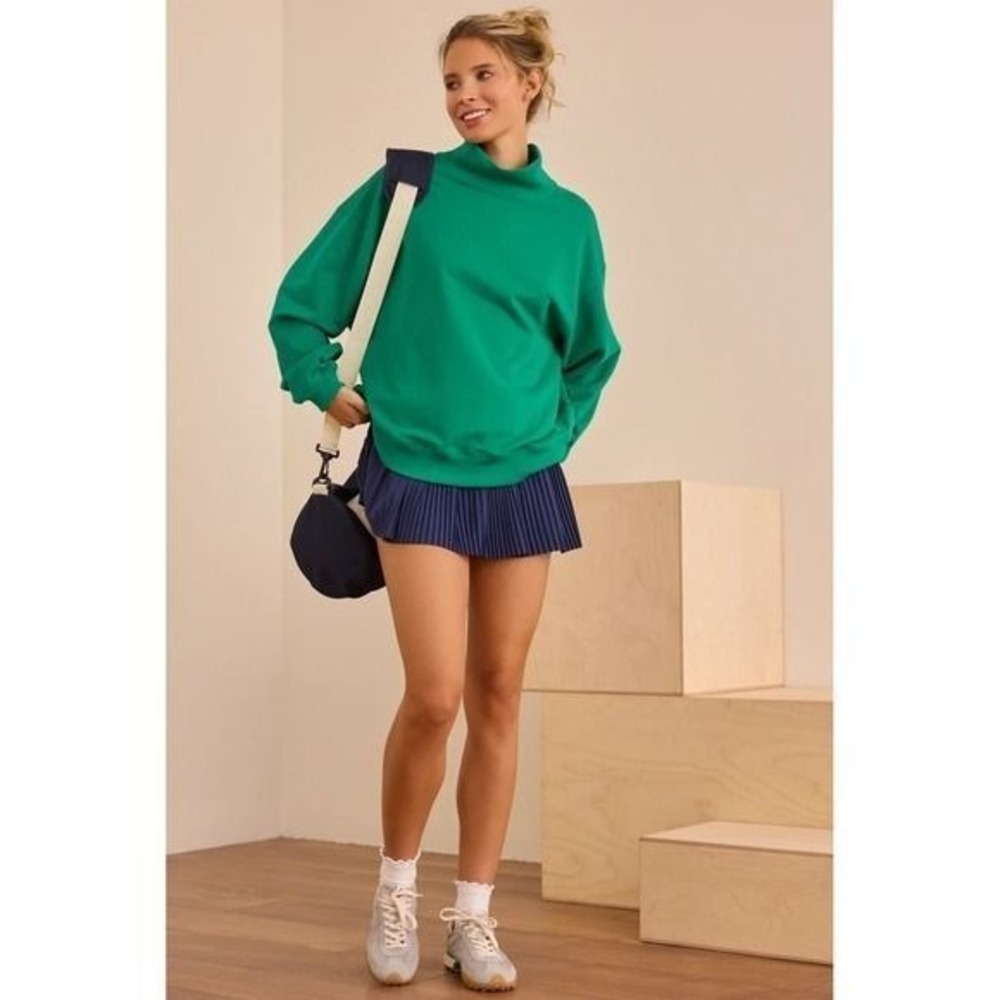AS Revival‎ Women Green Mock Neck Oversized Sweatshirt Size XS NWT